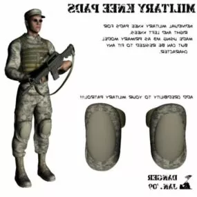 Military Soldier With Knee Pads 3d model