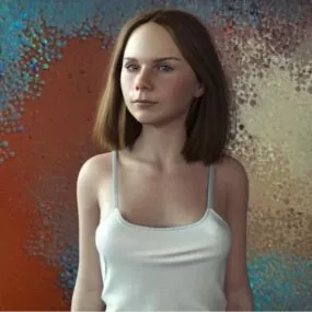 Young Girl Character Brown Hair 3d model