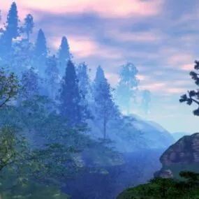 Misty Morning Forest Landscape 3d model