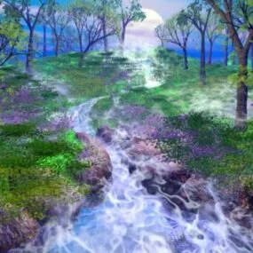 Misty Stream In Jungle 3d model
