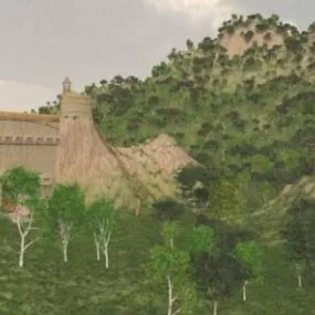 Mountain With Green Tree 3d model