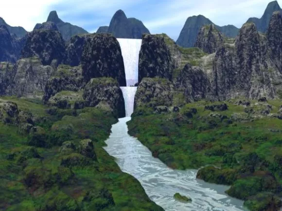 Mountain Stream Waterfall Landscape 3d model Mountain Stream Waterfall Landscape 3d model