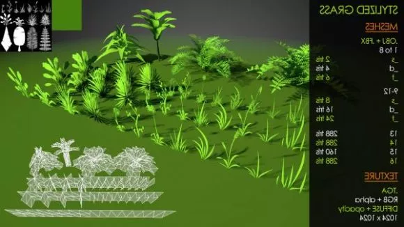 Stylized Plant Grass Tree 3d model Stylized Plant Grass Tree 3d model