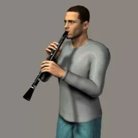 Man Play Clarinet 3d model