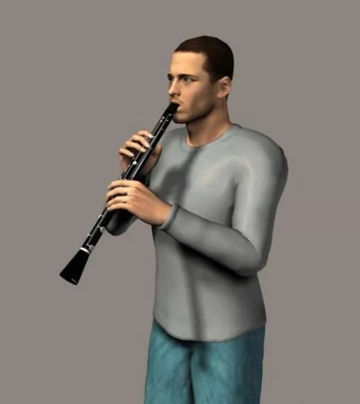 Man Play Clarinet 3d model Man Play Clarinet 3d model