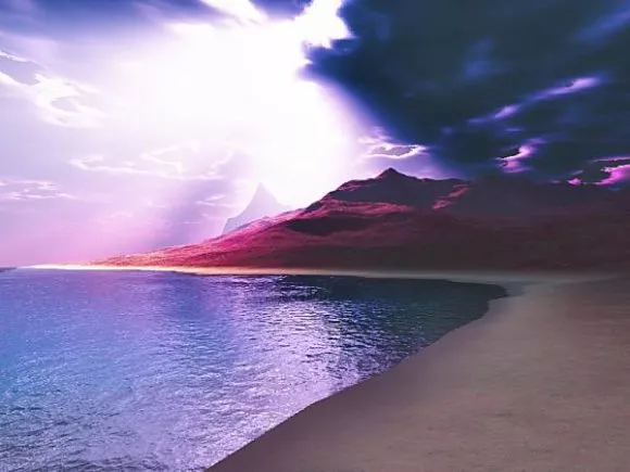 Sunset Landscape With Red Sky 3d model