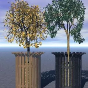 Oak Iron Planter With Tree 3d model