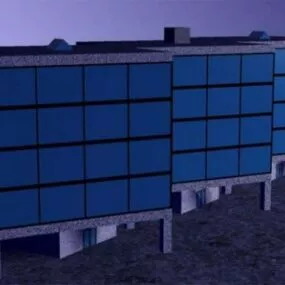 Modern Office Building With Textures 3d model