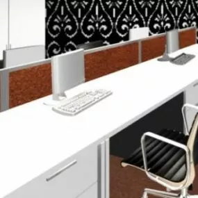 Office Work Station Table Chair 3d model