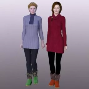 Girls Character With Ogg Boots Fashion 3d model