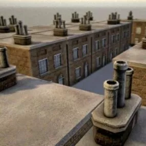 Old Row Townhouse City Building 3d model