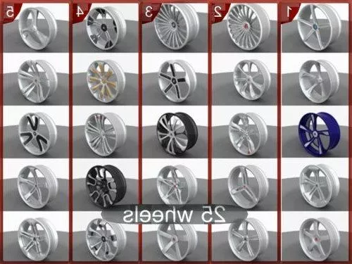 Collection Of Car Wheels 3d model Collection Of Car Wheels 3d model