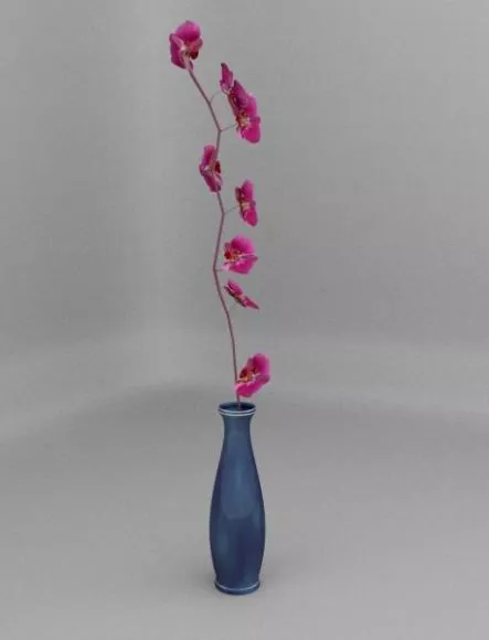 Leaf Plant In Porcelain Vase 3d model