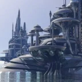 Futuristic Station City Building 3d model