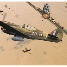 Kittyhawk Fighter Aircraft P40 3d model