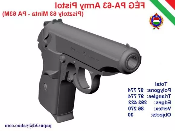 Pa63 Handgun Weapon 3d model Pa63 Handgun Weapon 3d model