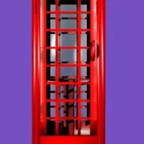 Red Phone Booth Cabin 3d model