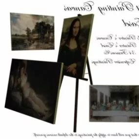 Easel With Painting On Canvas 3d model