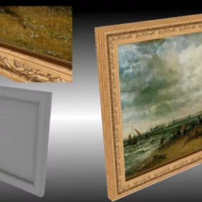Art Painting In Wood Frame 3d model