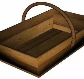 Wood Cart With Handle 3d model