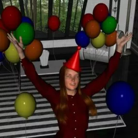 Girl Character In Party 3d model