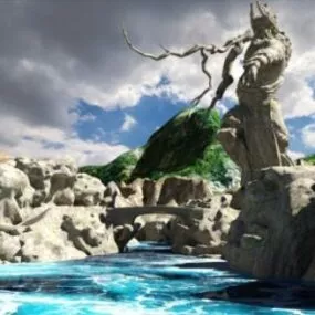 Pathway On Mountain Landscape 3d model