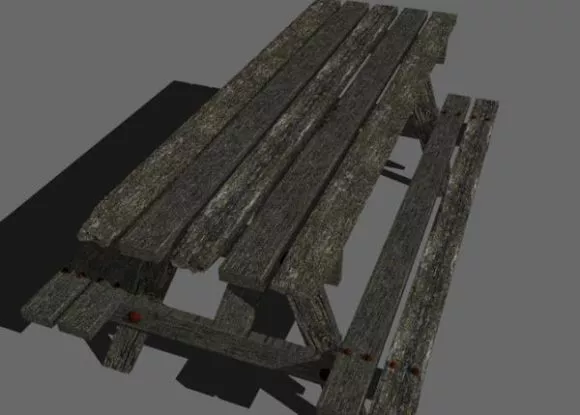 Old Picnic Bench Wood Material 3d model Old Picnic Bench Wood Material 3d model
