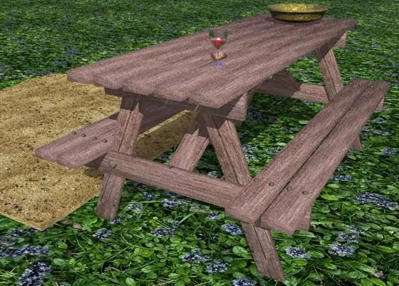 Low Wooden Bench Japanese Style 3d model