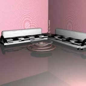 Pink Room With Sofa 3d model