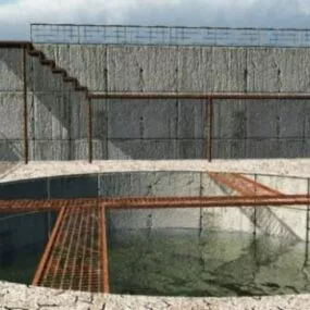 Concrete Building With Rustic Pathway 3d model