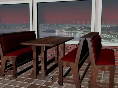 Work Desk With Shelf And Chair 3d model