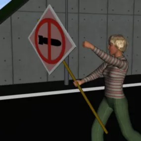 Boy Character With Sign Board 3d model