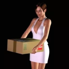 Girl Character With Post Package 3d model