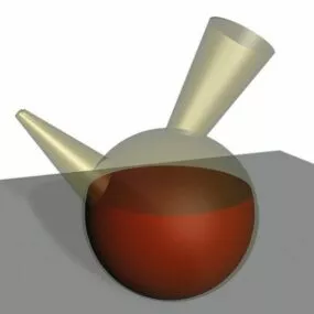 Glass Pot With Liquid Lab Accessories 3d model