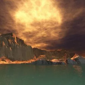 Sunset Mountain Beach Landscape 3d model