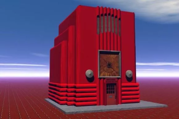 Bus Station Building Red Steel Structure 3d model