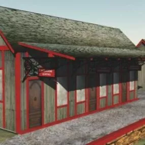 Rail Station Building 3d model