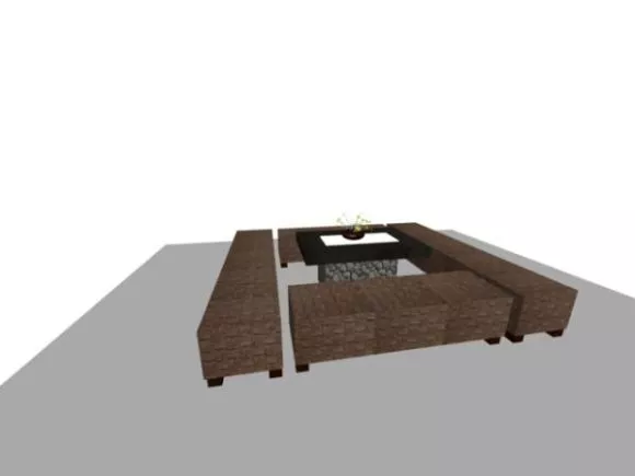 Round Desk Furniture With Teapot 3d model