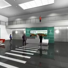 Reception Counter With Backdrop And Lighting 3d model