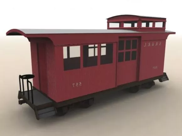 Red Train Caboose 3d model Red Train Caboose 3d model
