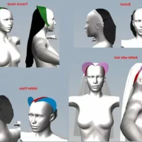 Renaissance Mannequin With Fashion Caps 3d model