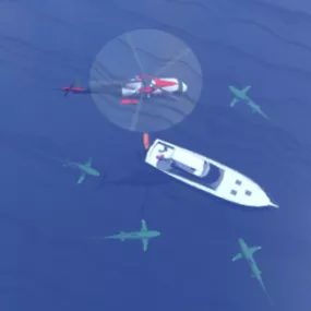 Speed Boat With Rescue Helicopter 3d model