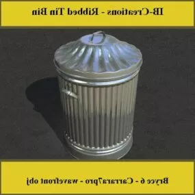 Ribbed Trash Bin 3d model