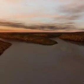 River Landscape With Sunset Sky 3d model