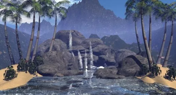 Realistic Waterfall Landscape 3d model