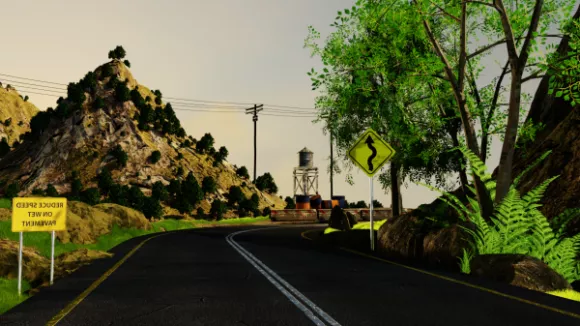 Traffic Road On Mountain With Tree 3d model Traffic Road On Mountain With Tree 3d model