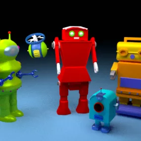Cartoon Robot Toy Set 3d model