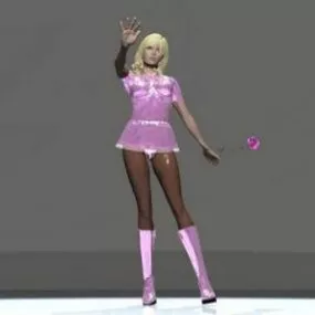 Cute Girl In Mini Skirt Fashion 3d model