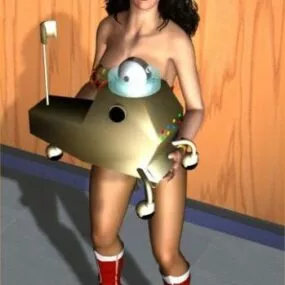 Warrior Girl Character With Rover Robot 3d model