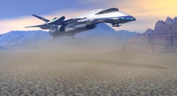 Futuristic Spacecraft With Andromeda Planet 3d model
